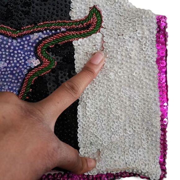 Rare TIALS Sequin Bull GOD Halter Neck Crop Top - Picture 5 of 6